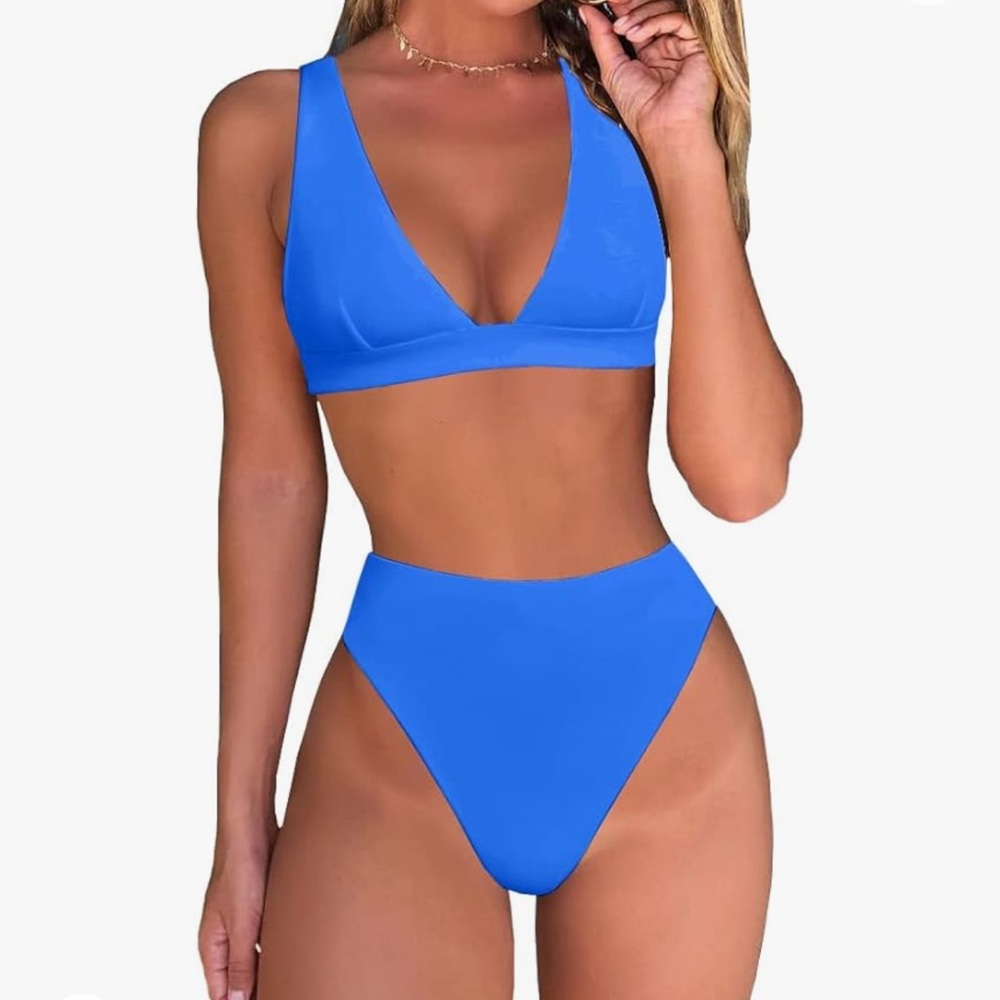 Blue high waisted bikini